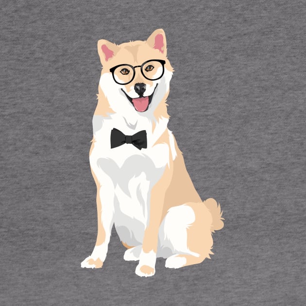 Sitting Cool Hipster Shiba Inu T-Shirt for Dog Lovers by riin92